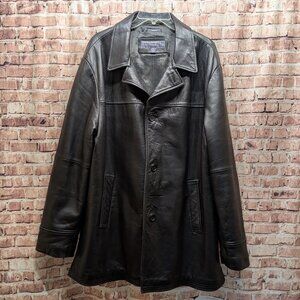 Perry Ellis Portfolio Lambskin Thinsulate Black Leather Coat Size XL